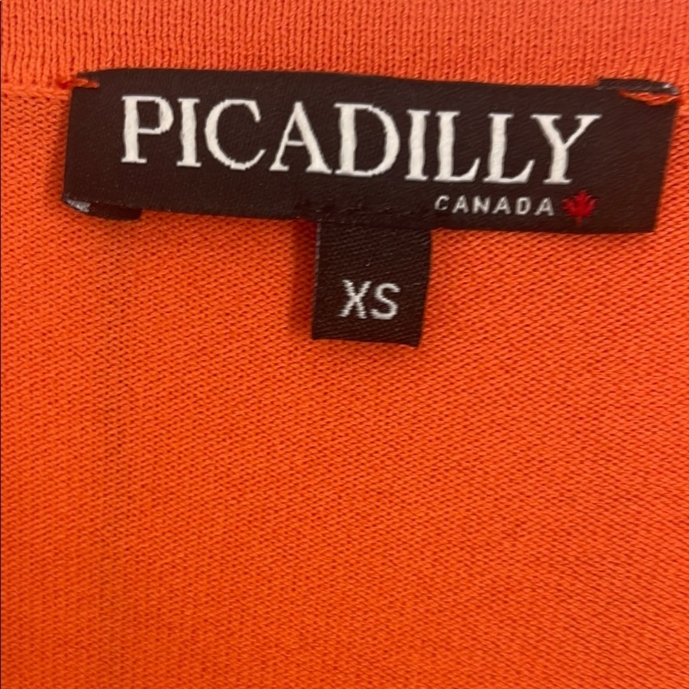 Piccadilly Canada Classic Orange V-Neck Short Sleeve Light Sweater Size XSmall - Picture 6 of 10
